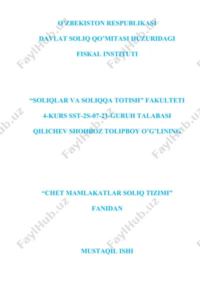 amerikada qo'shilgan qiymat soligi va soliqqa totish tizimi — DOCX