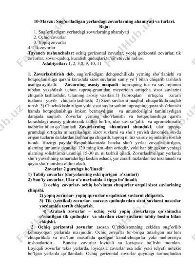 sug’oriladigan yerlardagi zovurlarning ahamiyati va turlari — DOCX