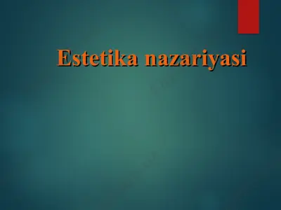 estetika nazariyasi — PPT