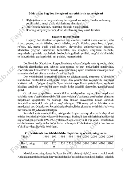 don ekinlari biologiyasi va yetishtirish texnologiyasi — DOCX