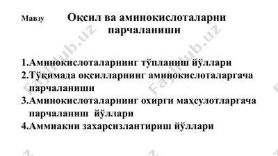оқсил ва аминокислоталарни парчаланиши — PPTX