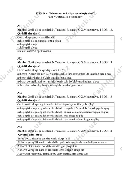telekommunikasiya texnologiyalari — DOCX