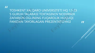 fuqarolik huquqi prinsiplari va munosabatlar — PPTX
