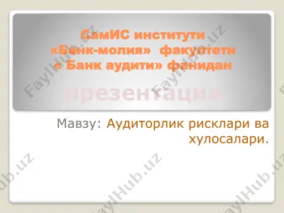 aksiyadorlik jamiyatlarida muomalada audit — PPTX