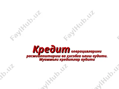 kredit operatsiyalarini rasmiylashtirish va hisobga olish auditiga oid maqola — PPT