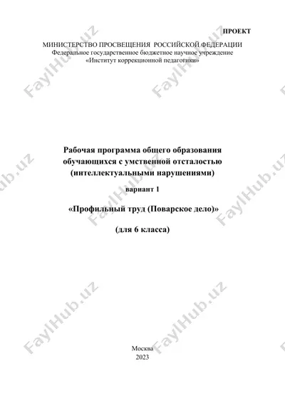 rabochaya programma po uchebnomu predmetu "profilnyy trud" ("povarskoe delo") dlya 6 klassa — DOCX