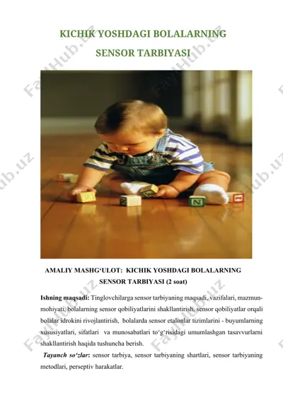 kichik yoshdagi bolalarning sensor tarbiyasi — DOCX