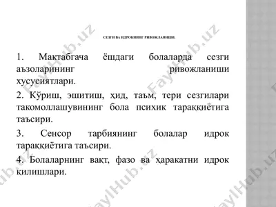 sizgi va idroknin rivojlanishi — PPTX
