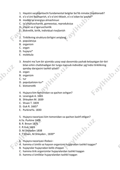 hayotning xarakteristik belgilari — DOCX