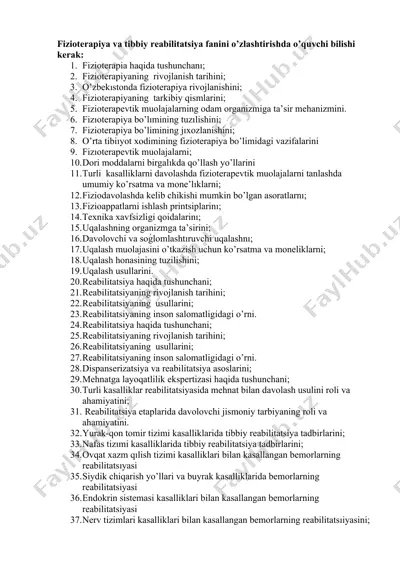 fizioterapiya va tibbiy reabilitatsiya — DOCX