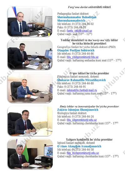farg‘ona davlat universiteti rektori bilan bog‘liq lavozimlar — PDF