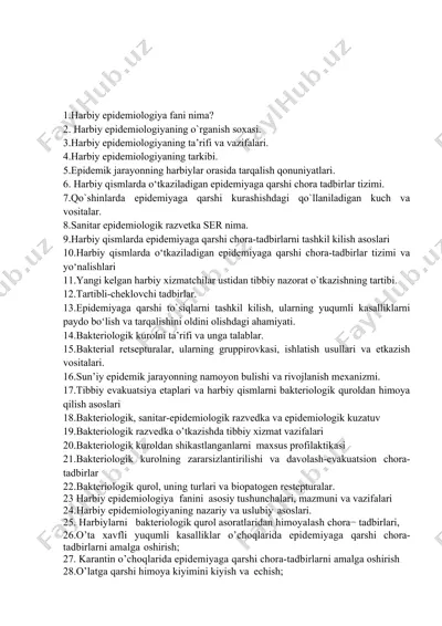 harbiy epidemiologiya — DOCX