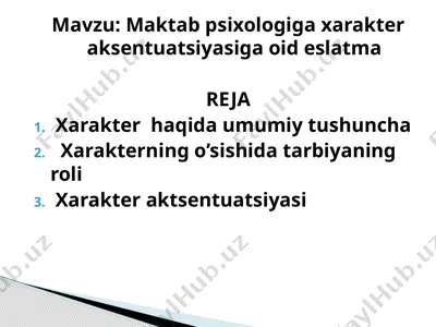 xarakter va uning aktsentuatsiyalari — PPTX