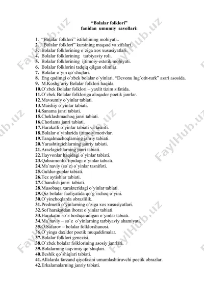 bolalar folklori — DOCX