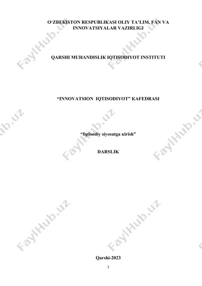 "iqtisodiy siyosatga kirish" darslik — DOCX