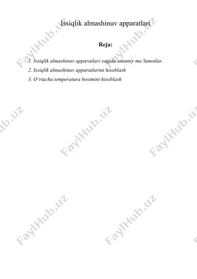 issiqlik almashinuv apparatlari — DOC