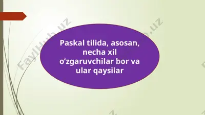 paskal tilida o'zgaruvchilar — PPTX