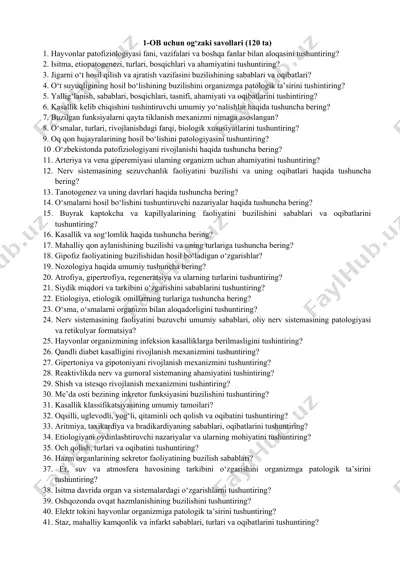 ob uchun og‘zaki savollari (120 ta) — DOCX