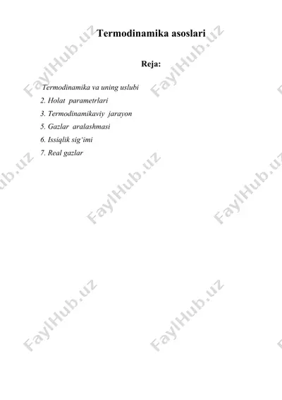 termodinamika asoslari — DOC