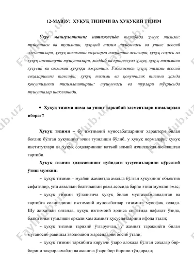 huquq tizimi va huquqiy tizim — DOCX