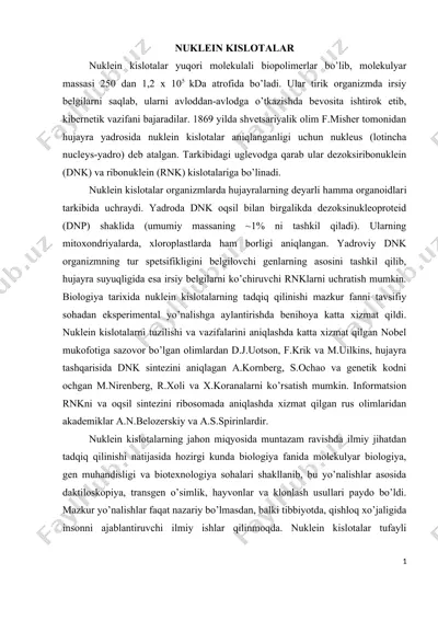 nuklein kislotalar — DOCX