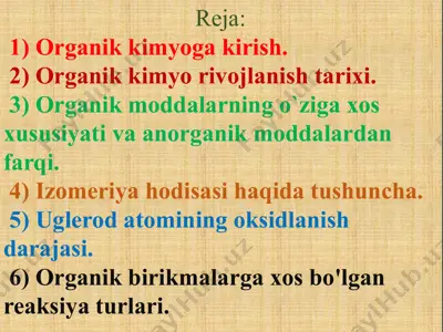 organik kimyoga kirish — PPTX
