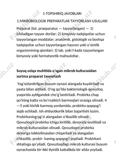 mikrobiologik preparatlar tayyorlash usullari — DOCX