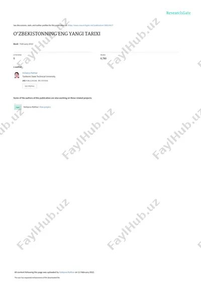 o‘zbekistonning eng yangi tarixi — PDF