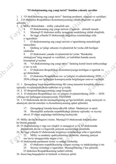 o‘zbekistonning eng yangi tarixi — DOCX