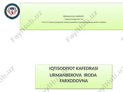 moliyaviy hisobga kirish fani — PPTX