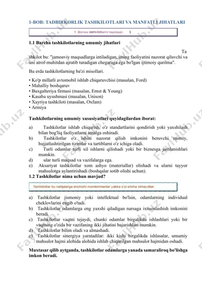 tashkilotlar va ularning qo'shimcha haqiqatlari — DOCX
