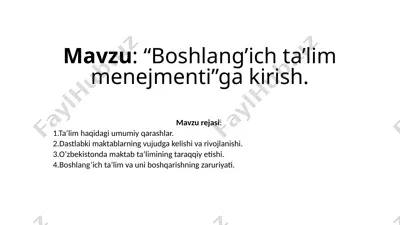 boshlang’ich ta’lim menejmenti — PPTX