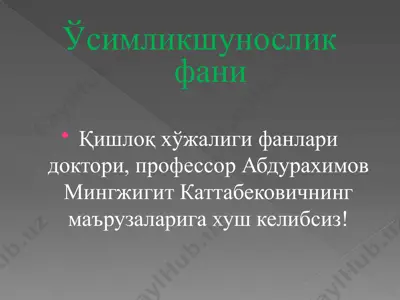 o‘simlikshunoslik fanining dolzarbli ma‘ruzalar to‘plami — PPTX