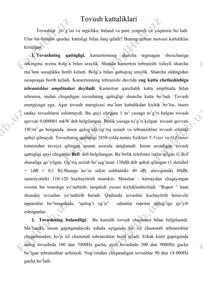 tovush kattaliklari — DOC