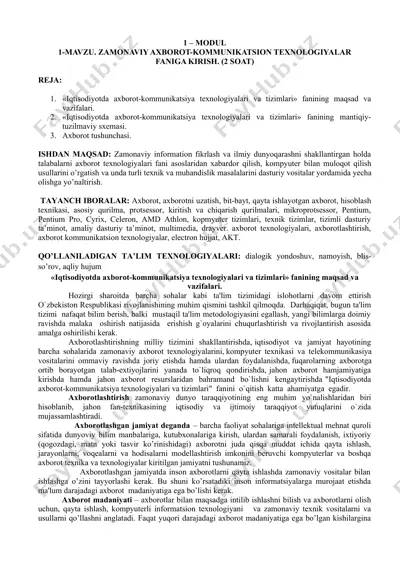 "zamonaviy axorot-kommunikatsion texnologiyalar" — DOCX