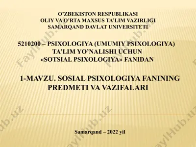 sotsial psixologiya fanidan ta'lim materiallari — PPTX