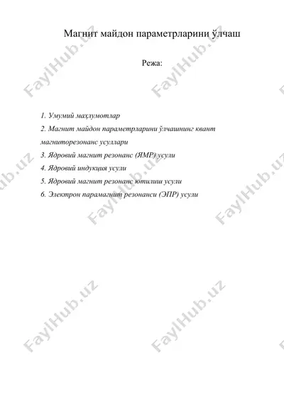 магнит майдон параметрларини ўлчаш — DOC
