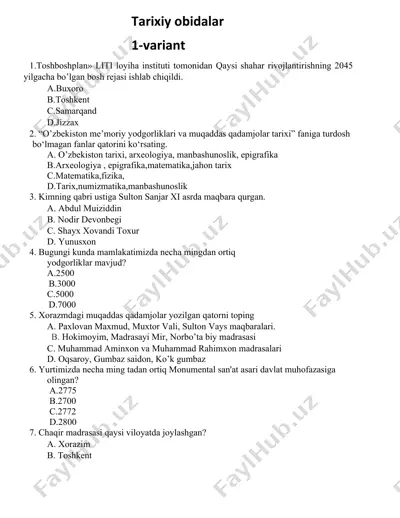 tarixiy obidalar — DOCX