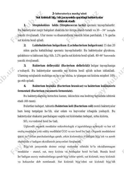 streptokokkus laktis, laktobakterium bulgarikum, bakterium delbryukki — PDF