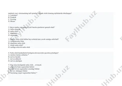 markaziy nerv sistema va nafas olish — DOCX