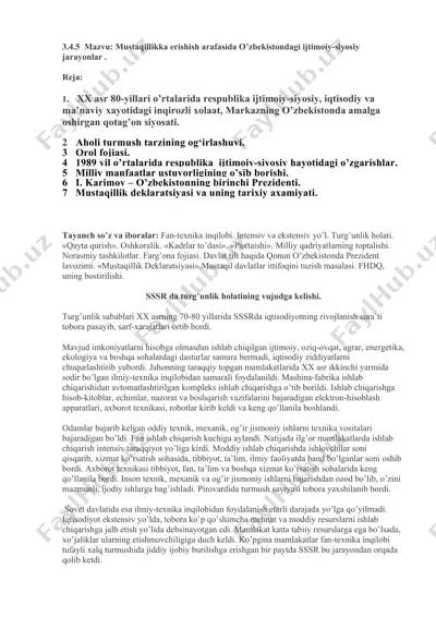 mustaqillikka erishish arafasida o’zbekistondagi ijtimoiy-siyosiy jarayonlar — DOCX