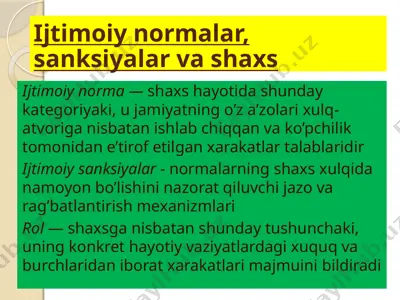 ijtimoiy normalar, sanksiyalar va shaxs — PPTX