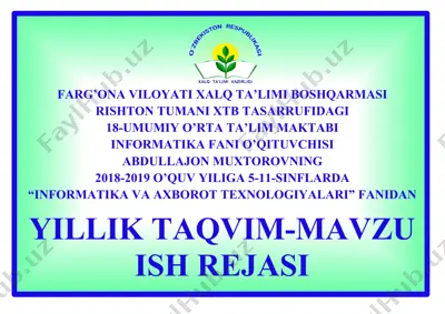 yillik taqvimiy-mavzuiy ishlar rejasi — DOCX