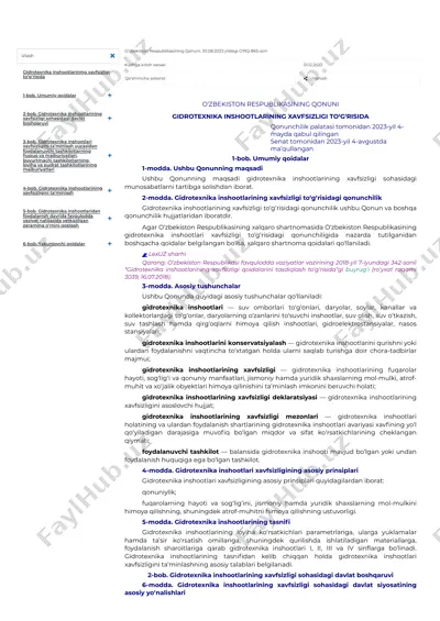 gidrotexnika inshootlarining xavfsizligi to‘g‘risida qonunchilik — PDF