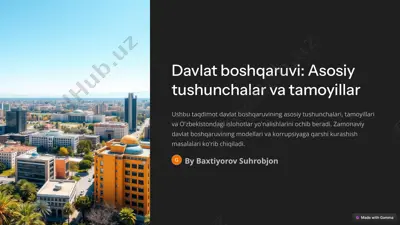 davlat boshqaruvi: asosiy tushunchalar va tamoyillar — PPTX