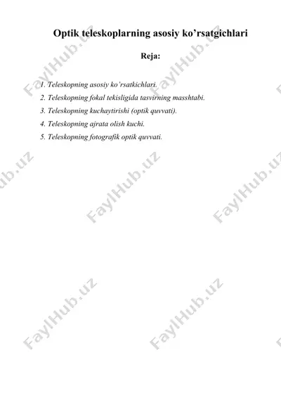 optik teleskoplarning asosiy ko’rsatgichlari — DOC