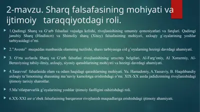 qadimgi sharq va g‘arb falsafasi — PPTX