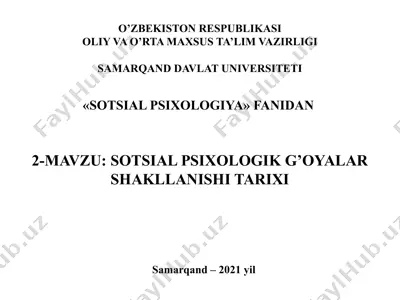sotsial psixologik g’oyalar shakllanishi tarixi — PPTX