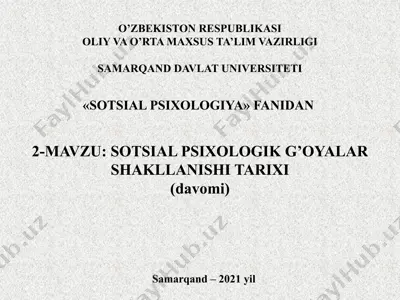 sotsial psixologik g'oyalar shakllanishi tarixi — PPTX