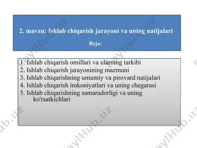 ishlab chiqarish jarayoni va uning natijalari — PPTX